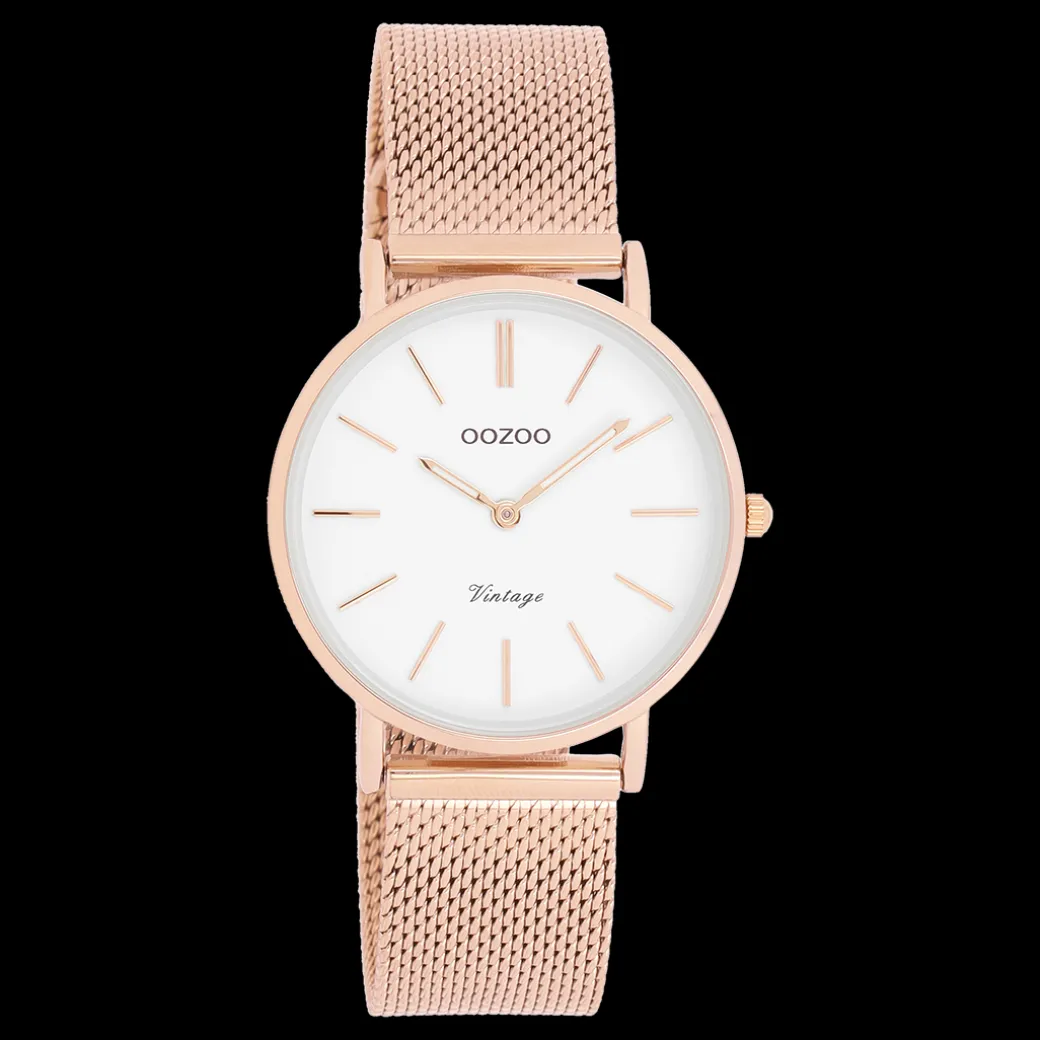 Rosé goudkleurige OOZOO horloge met metalen mesh armband - C9919