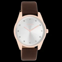 Rosé goudkleurige OOZOO horloge met bruine leren band - C11048