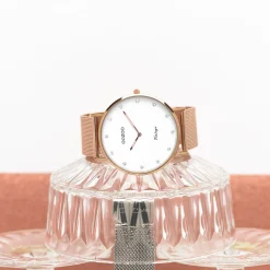Rosé goudkleurige OOZOO horloge met metalen mesh armband - C20238