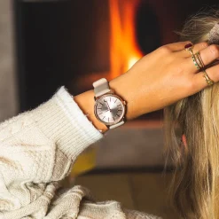 Rosé goudkleurige OOZOO horloge met taupe leren band - C11041