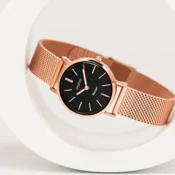 Rosé goudkleurige OOZOO horloge met metalen mesh armband - C20234