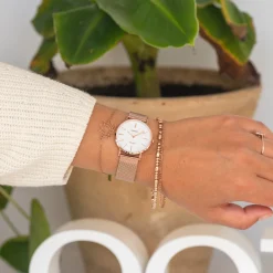 Rosé goudkleurige OOZOO horloge met metalen mesh armband - C9919