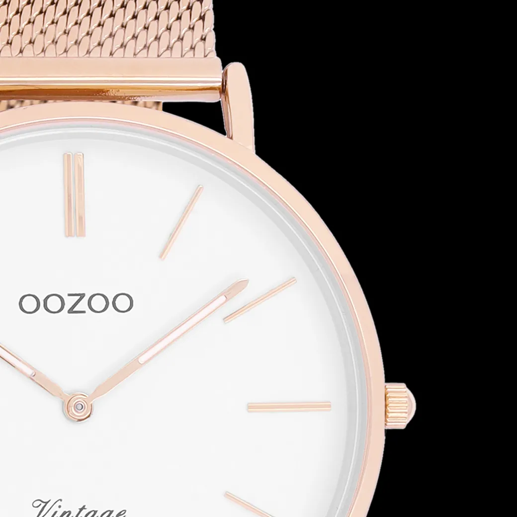 Rosé goudkleurige OOZOO horloge met metalen mesh armband - C9917
