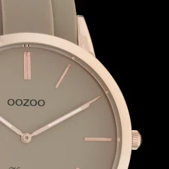 Rosé goudkleurige OOZOO horloge met taupe rubber band - C20170