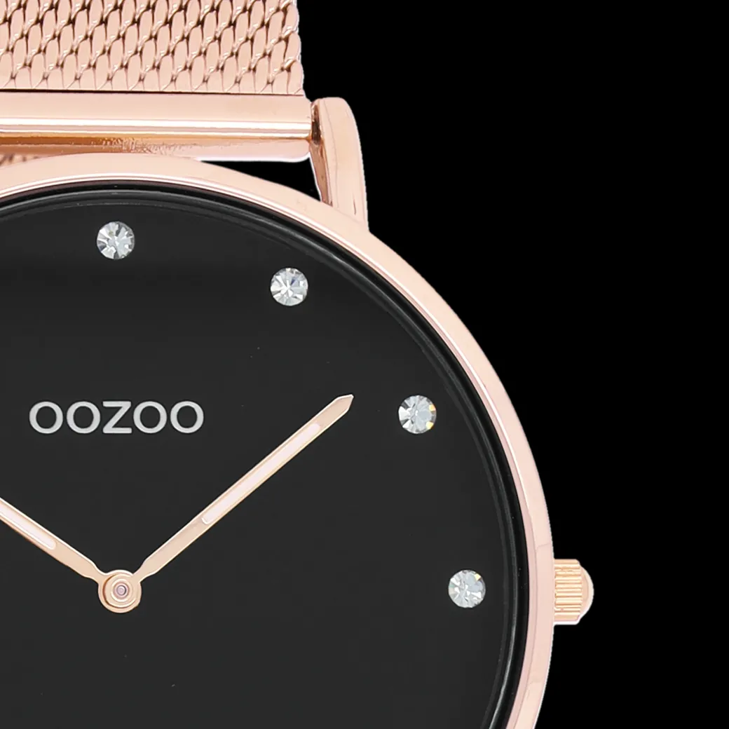 Rosé goudkleurige OOZOO horloge met metalen mesh armband - C20239