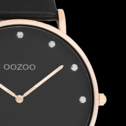 Rosé goudkleurige OOZOO horloge met zwarte leren band - C20249
