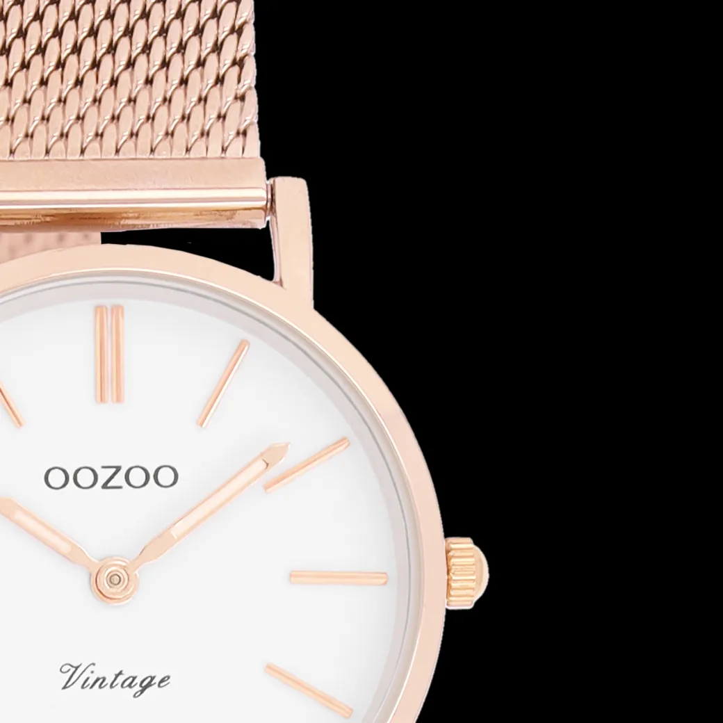 Rosé goudkleurige OOZOO horloge met metalen mesh armband - C20233