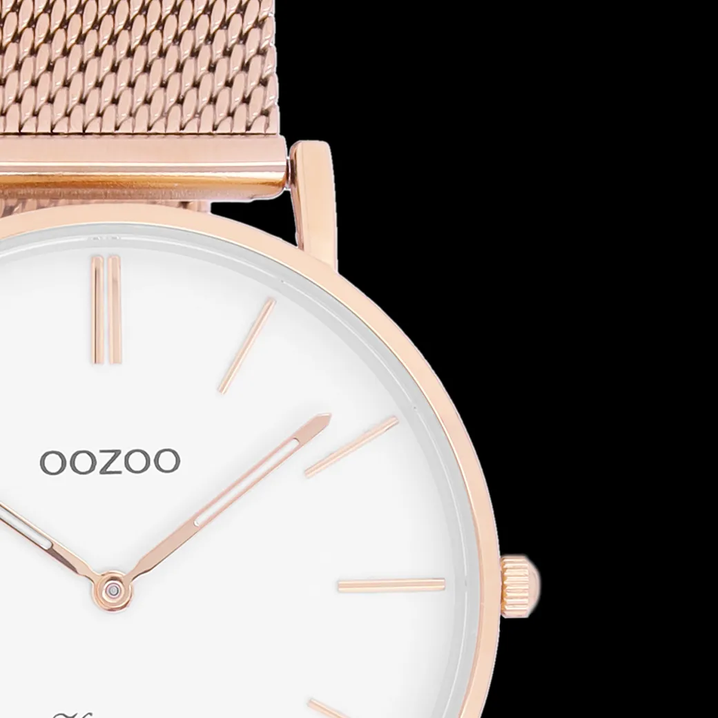 Rosé goudkleurige OOZOO horloge met metalen mesh armband - C9918