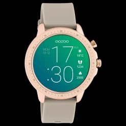 Rosé goudkleurige OOZOO smartwatch met taupe rubber band - Q00302