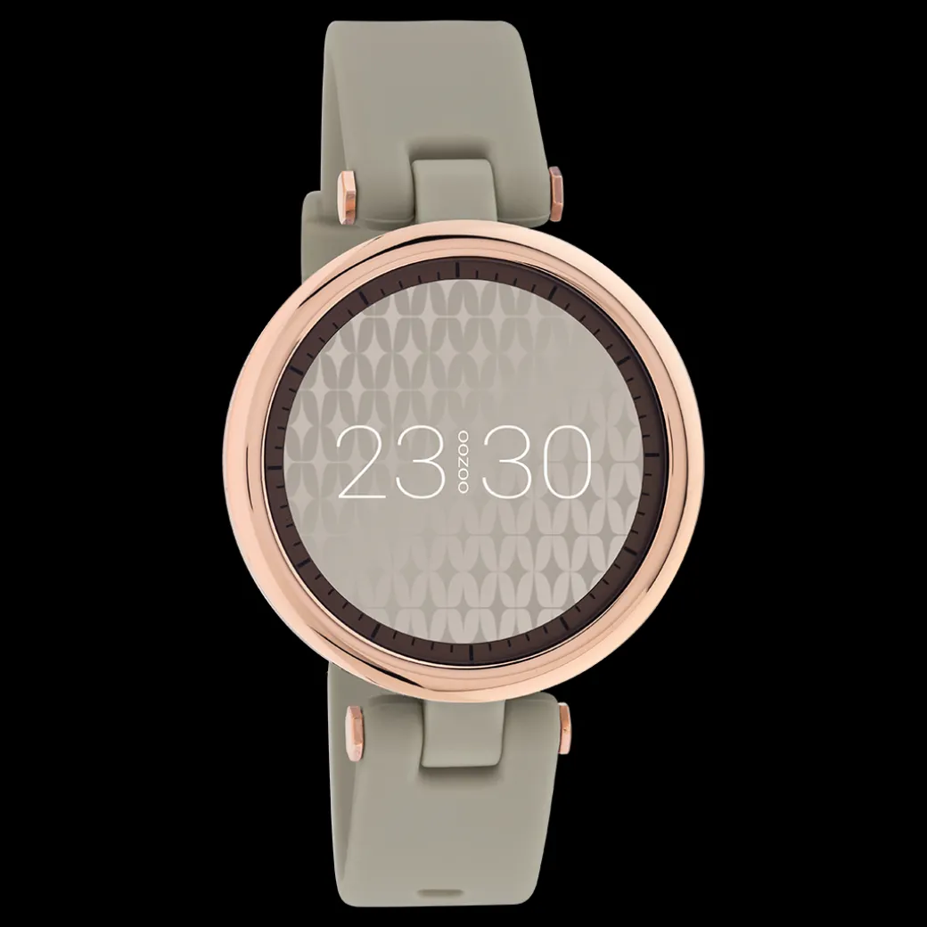 Rosé goudkleurige OOZOO smartwatch met taupe rubber band - Q00402