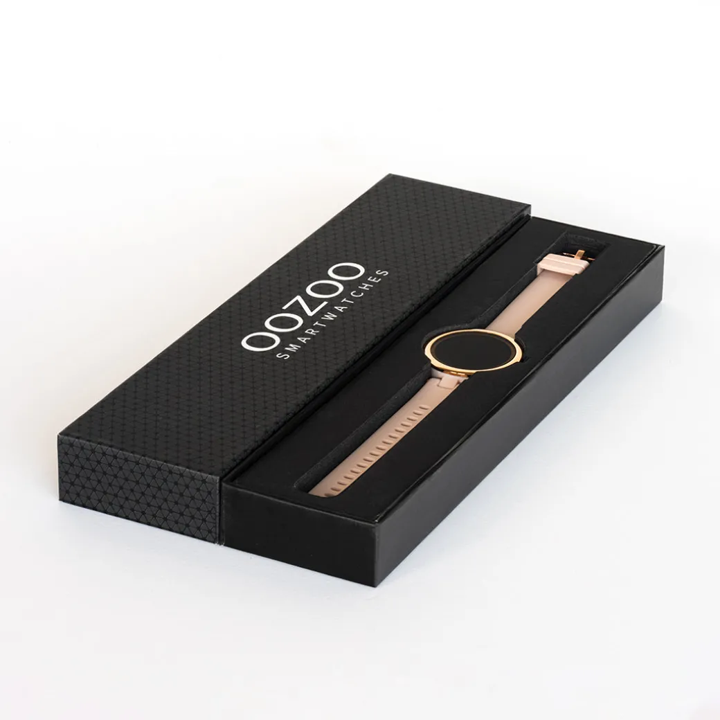 Rosé goudkleurige OOZOO smartwatch met taupe rubber band - Q00402