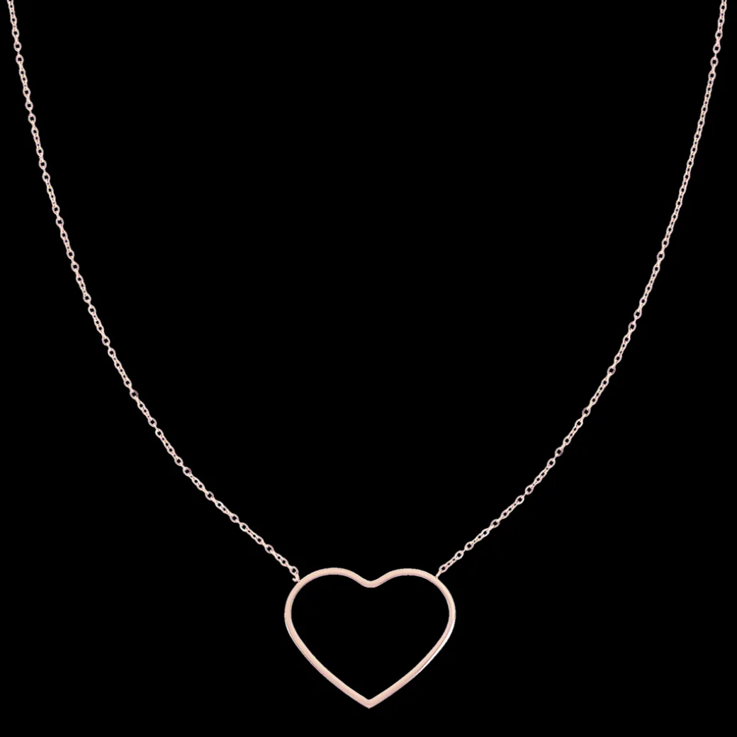 Rosé kleurige armband + ketting set met groot hart