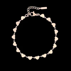 Rosé kleurige armband + ketting set met hartjes