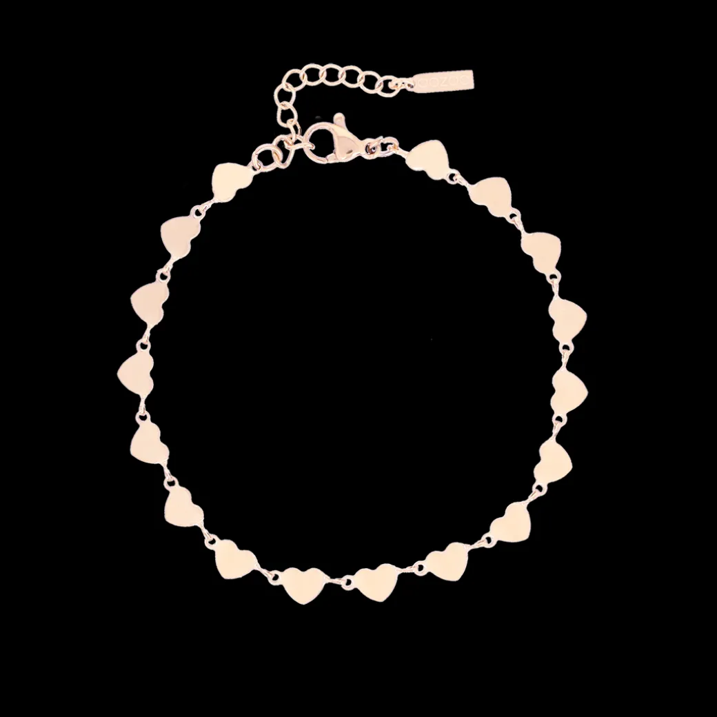 Rosé kleurige armband + ketting set met hartjes