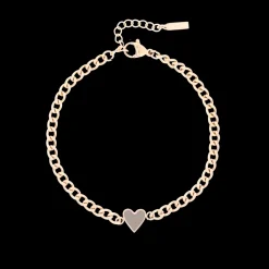 Rosé kleurige armband + ketting set met groot hart