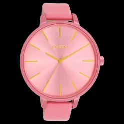 Roze schelpkleurige OOZOO horloge met leren band - C11250