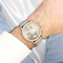 Taupe OOZOO horloge met leren band - C11315
