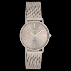 Taupe OOZOO horloge met metalen mesh armband - C20338
