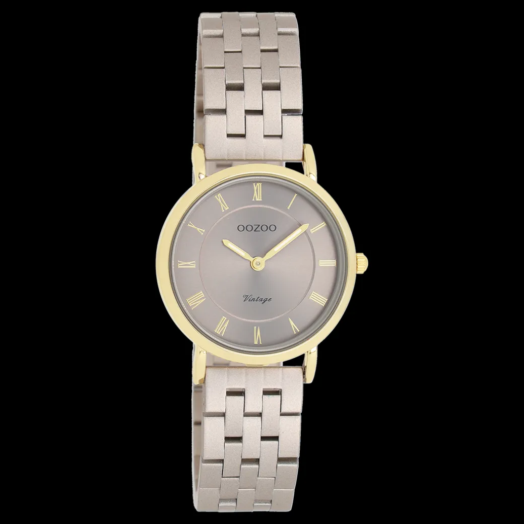 Taupe OOZOO horloge met roestvrijstalen armband - C20375