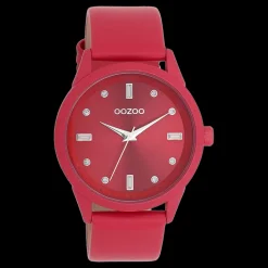 Viva magenta OOZOO horloge met leren band - C11286