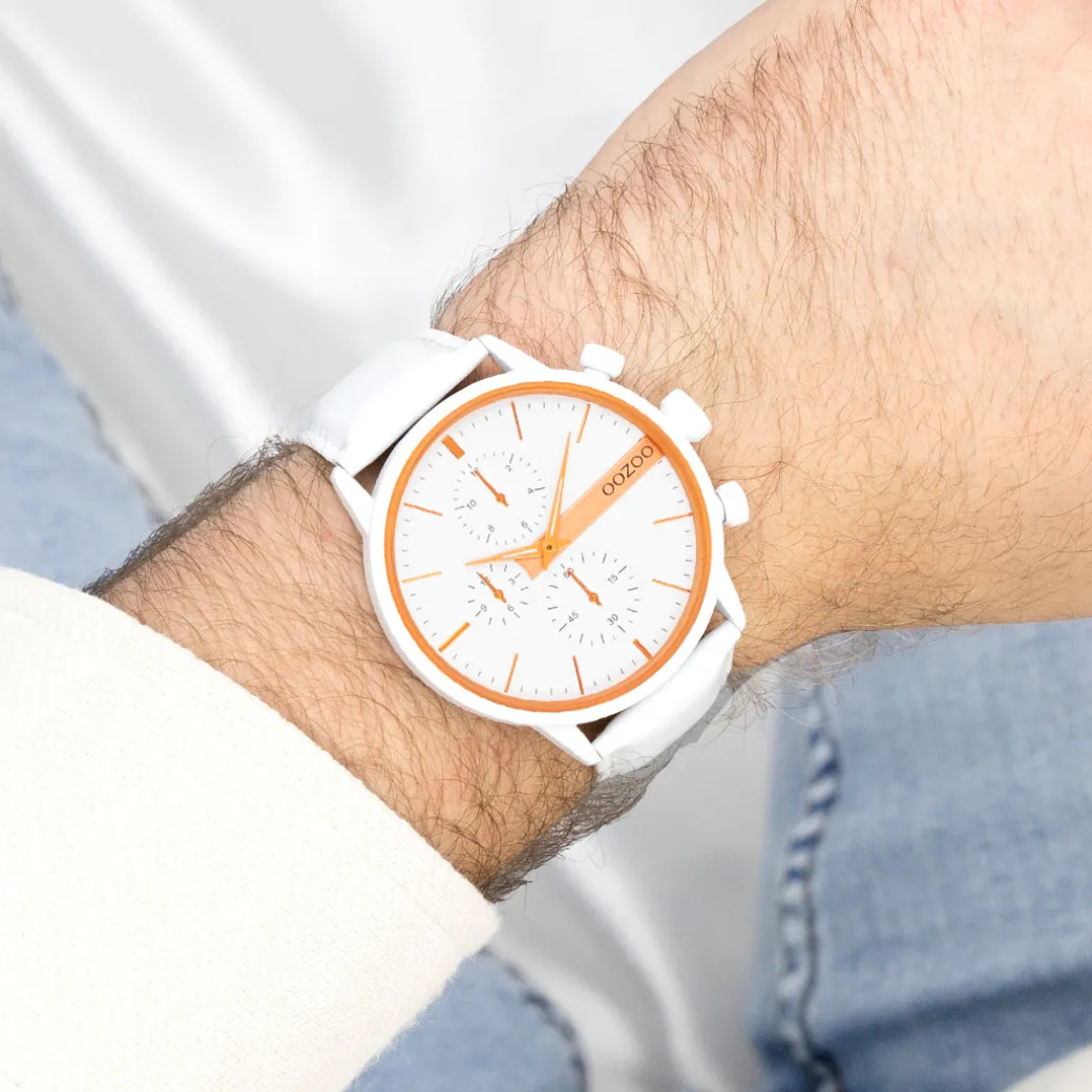 Witte OOZOO horloge met leren band - C11314