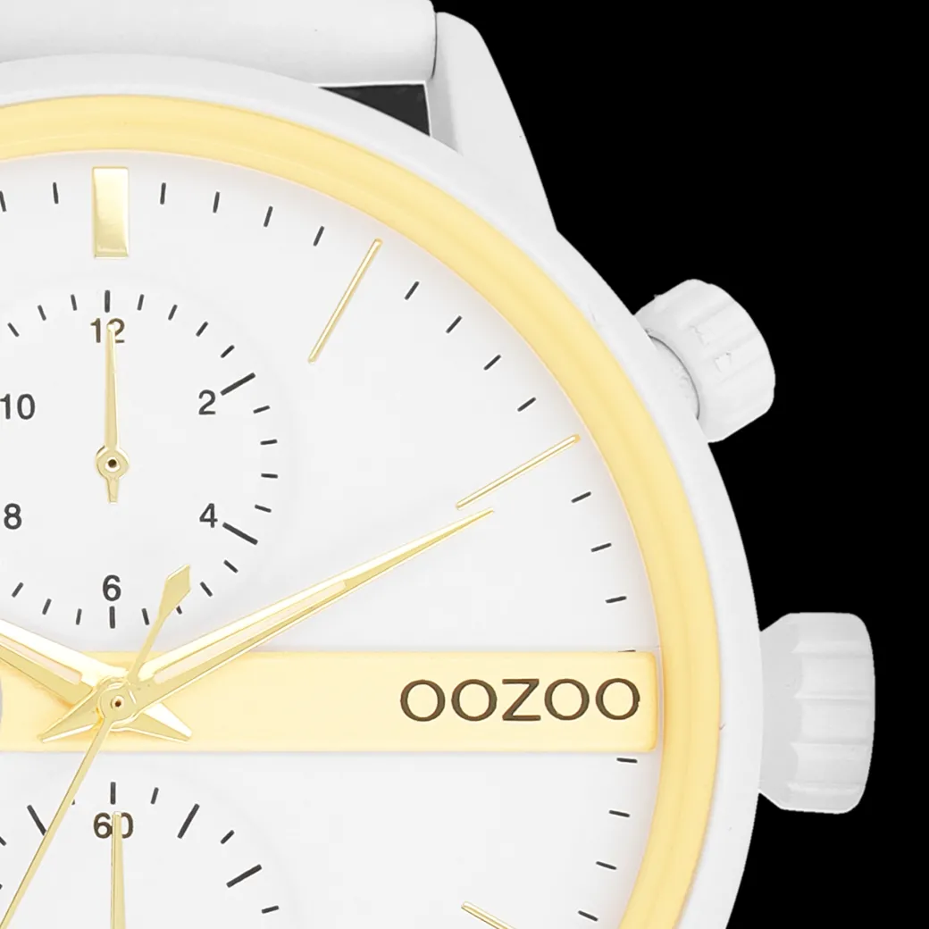 Witte OOZOO horloge met leren band - C11313