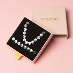 Zilverkleurige armband + ketting set met smileys