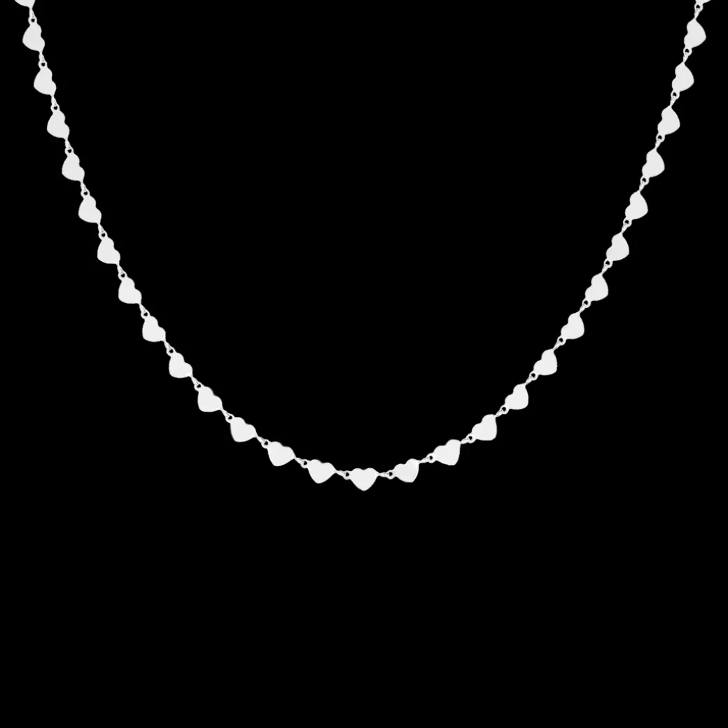 Zilverkleurige armband + ketting set met hartjes