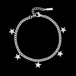 Zilverkleurige armband + ketting set met sterretjes