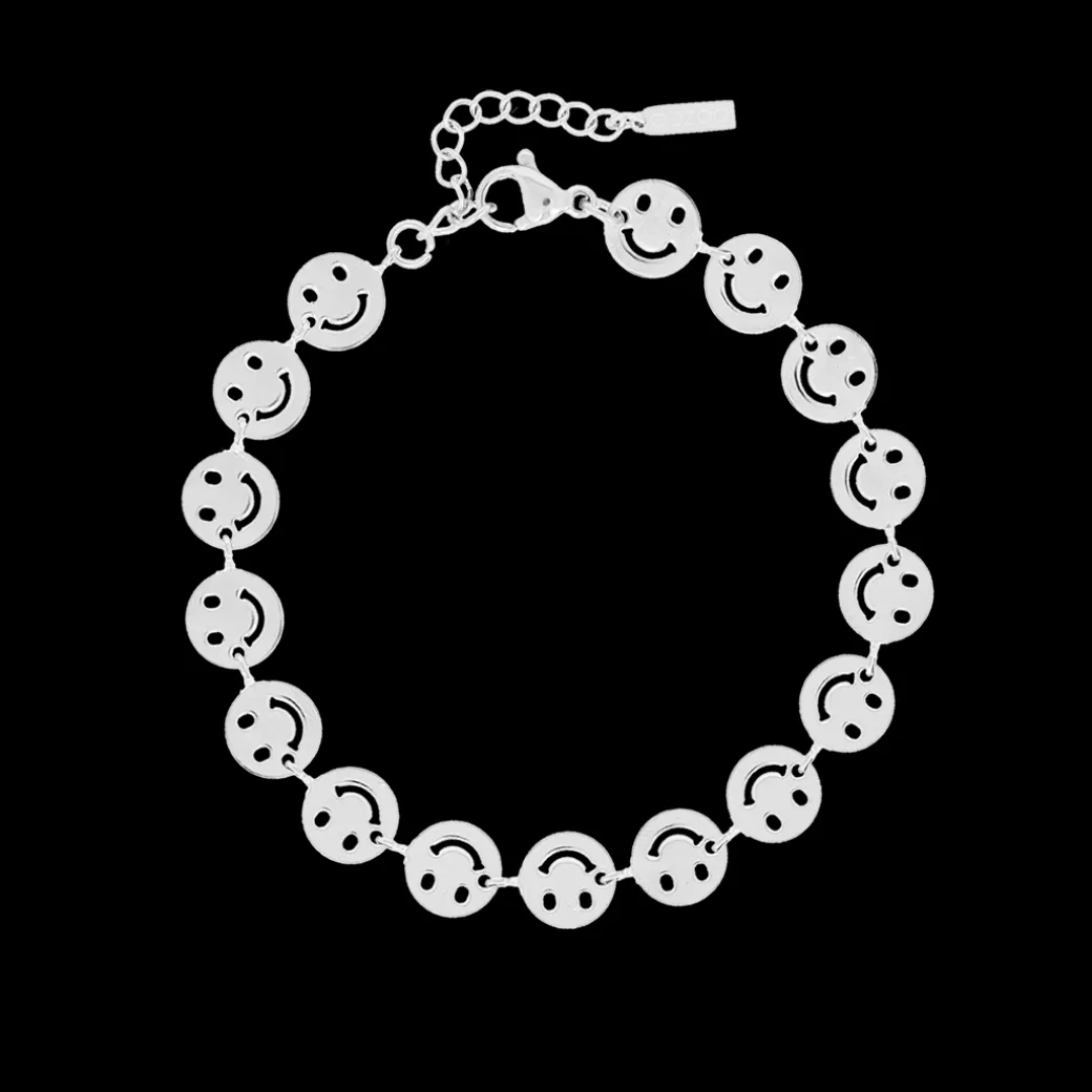 Zilverkleurige armband + ketting set met smileys