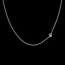 Zilverkleurige armband + oorbellen + ketting set met een klaver