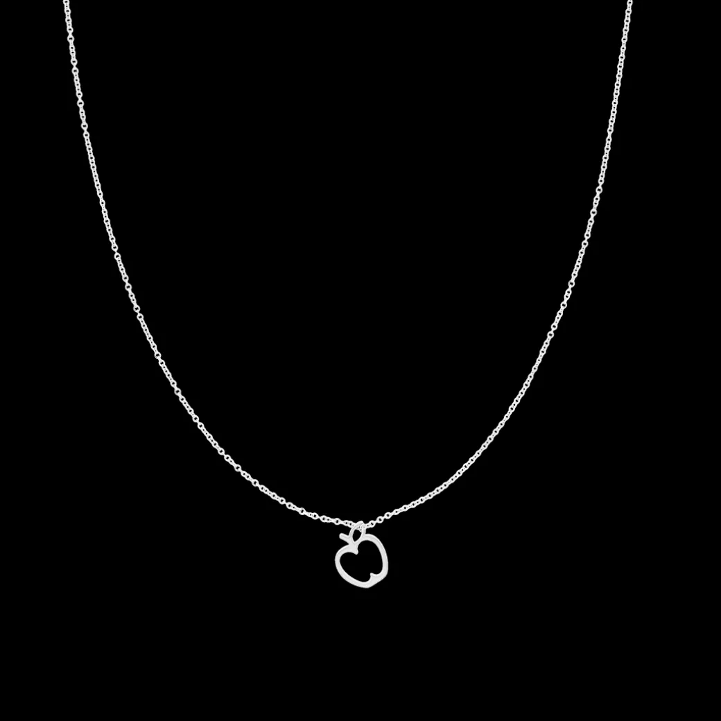 Zilverkleurige ketting met een appel