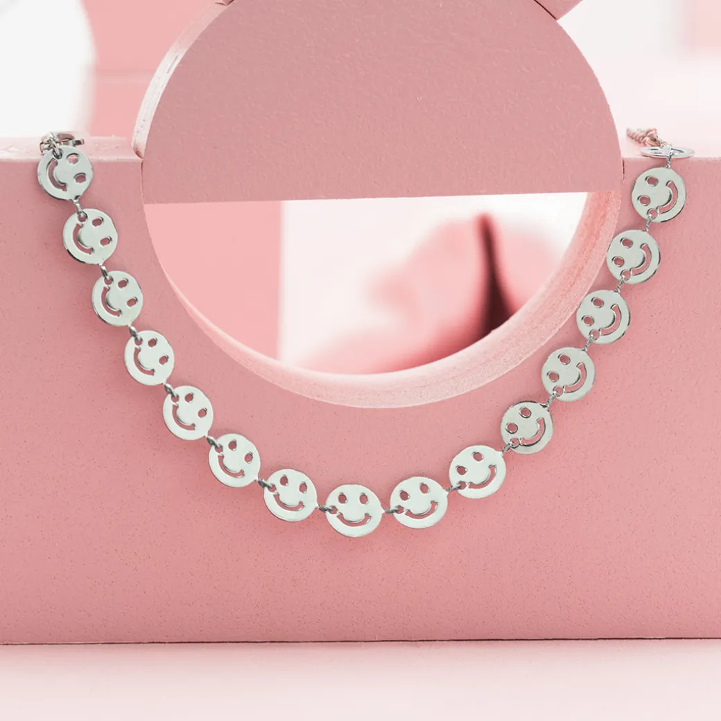 Zilverkleurige ketting met smileys