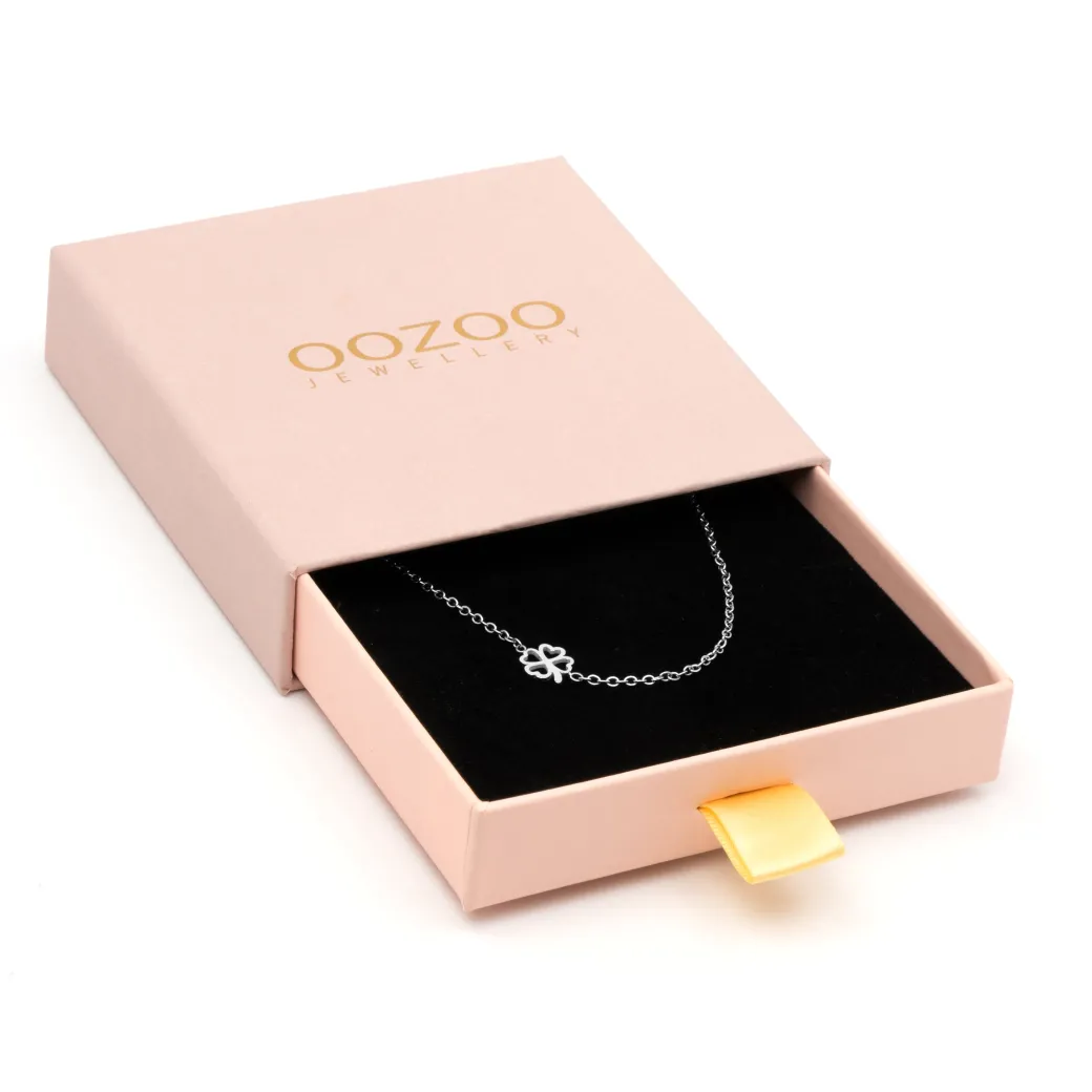 Zilverkleurige ketting met een klaver