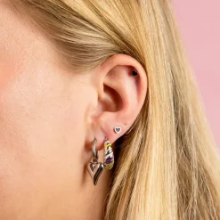 Zilverkleurige oorbellen met multicolor