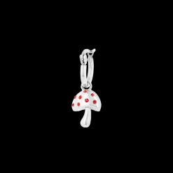 Zilverkleurige oorring + ketting set met een paddenstoel bedeltje