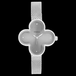 Zilverkleurige OOZOO horloge met metalen mesh armband metalen mesh armband - C11526