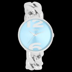 Zilverkleurige OOZOO horloge met grove schakelarmband - C11350