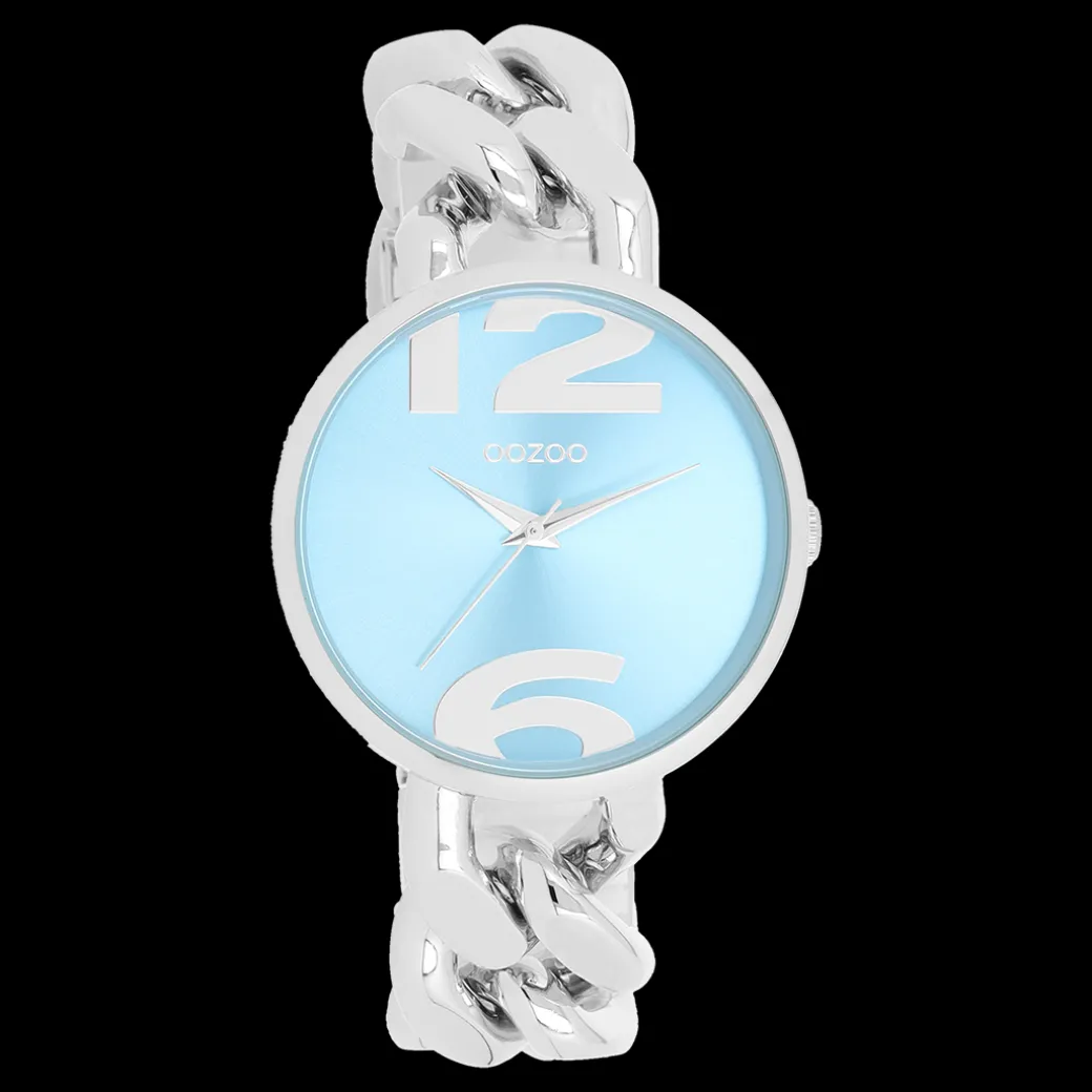 Zilverkleurige OOZOO horloge met grove schakelarmband - C11350