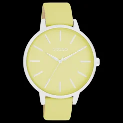 Zilverkleurige OOZOO horloge met limoen groene leren band - C11360