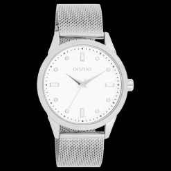 Zilverkleurige OOZOO horloge met metalen mesh armband - C11280