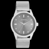 Zilverkleurige OOZOO horloge met metalen mesh armband - C11281