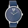 Zilverkleurige OOZOO horloge met blauwe leren band - C11243