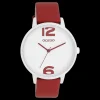 Zilverkleurige OOZOO horloge met dahlia rood leren band - C11237