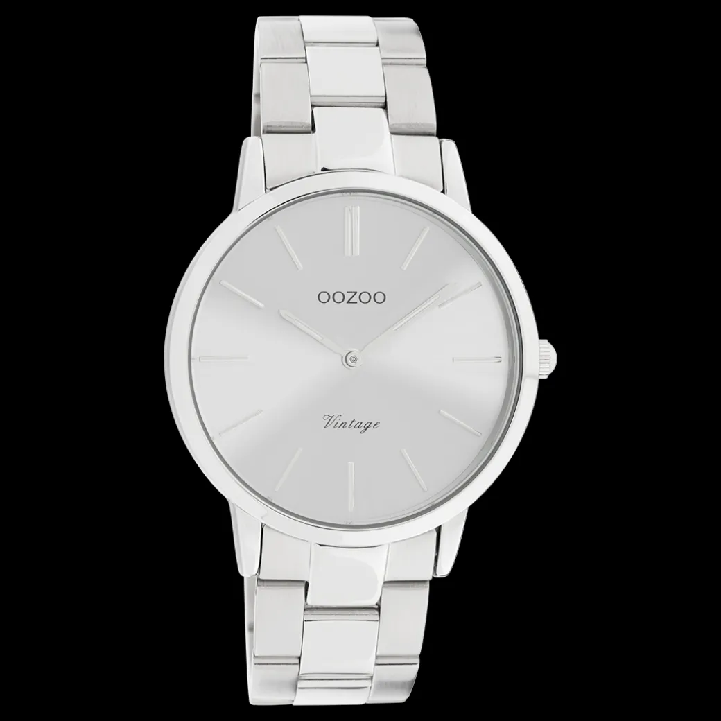 Zilverkleurige OOZOO horloge met roestvrijstalen armband - C20027