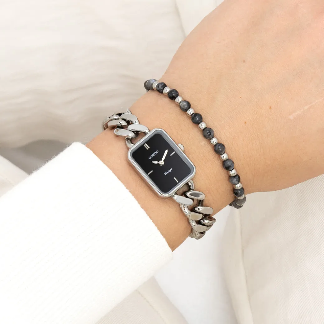 Zilverkleurige OOZOO horloge met grove schakelarmband - C20361