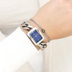 Zilverkleurige OOZOO horloge met grove schakelarmband - C11352