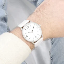 Zilverkleurige OOZOO horloge met leren band leren band - C11500