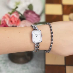 Zilverkleurige OOZOO horloge met schakelarmband - C11130