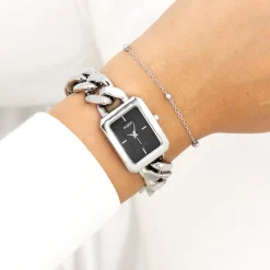 Zilverkleurige OOZOO horloge met schakelarmband - C11271